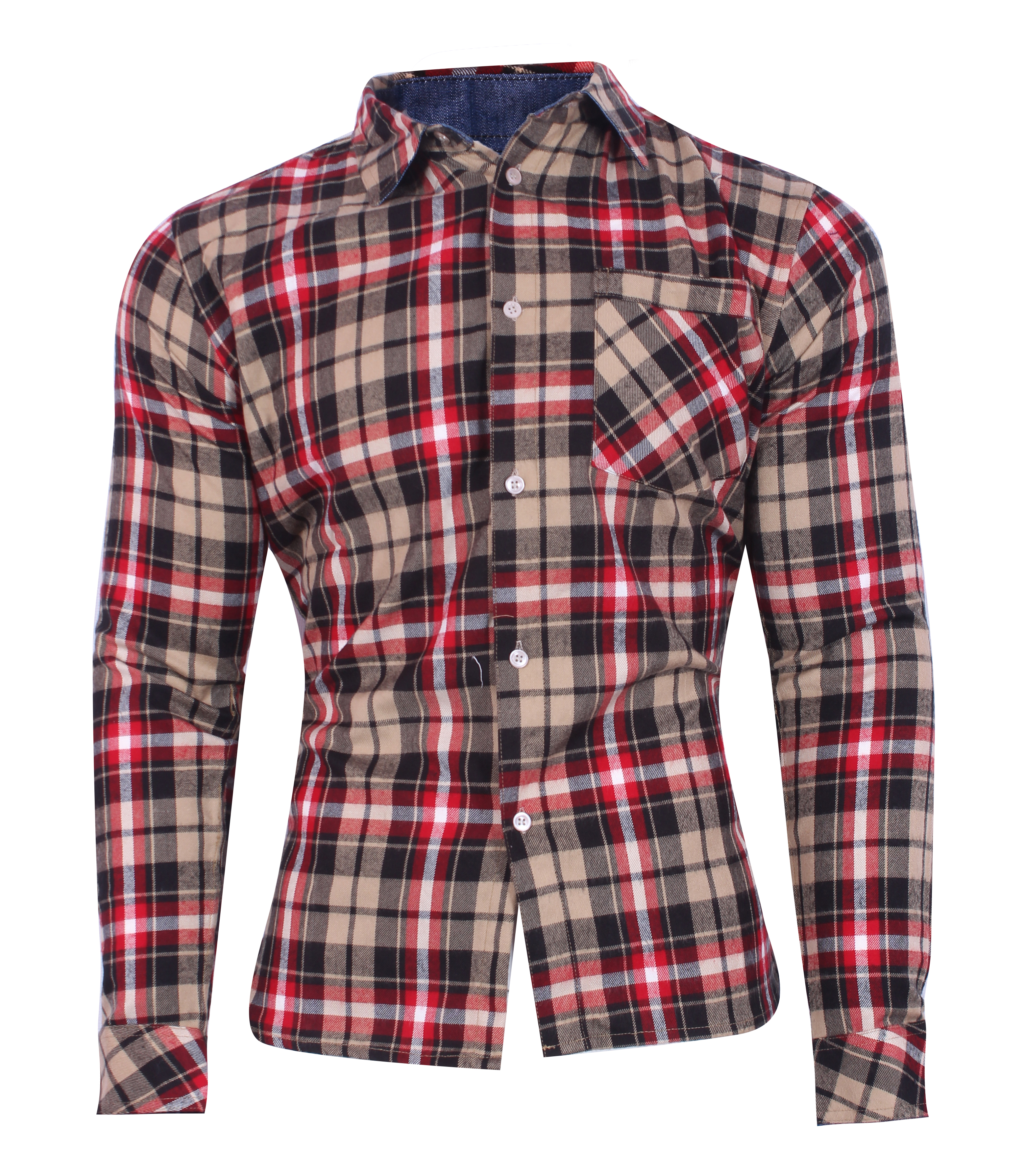 Men's woolen shirt with check pattern