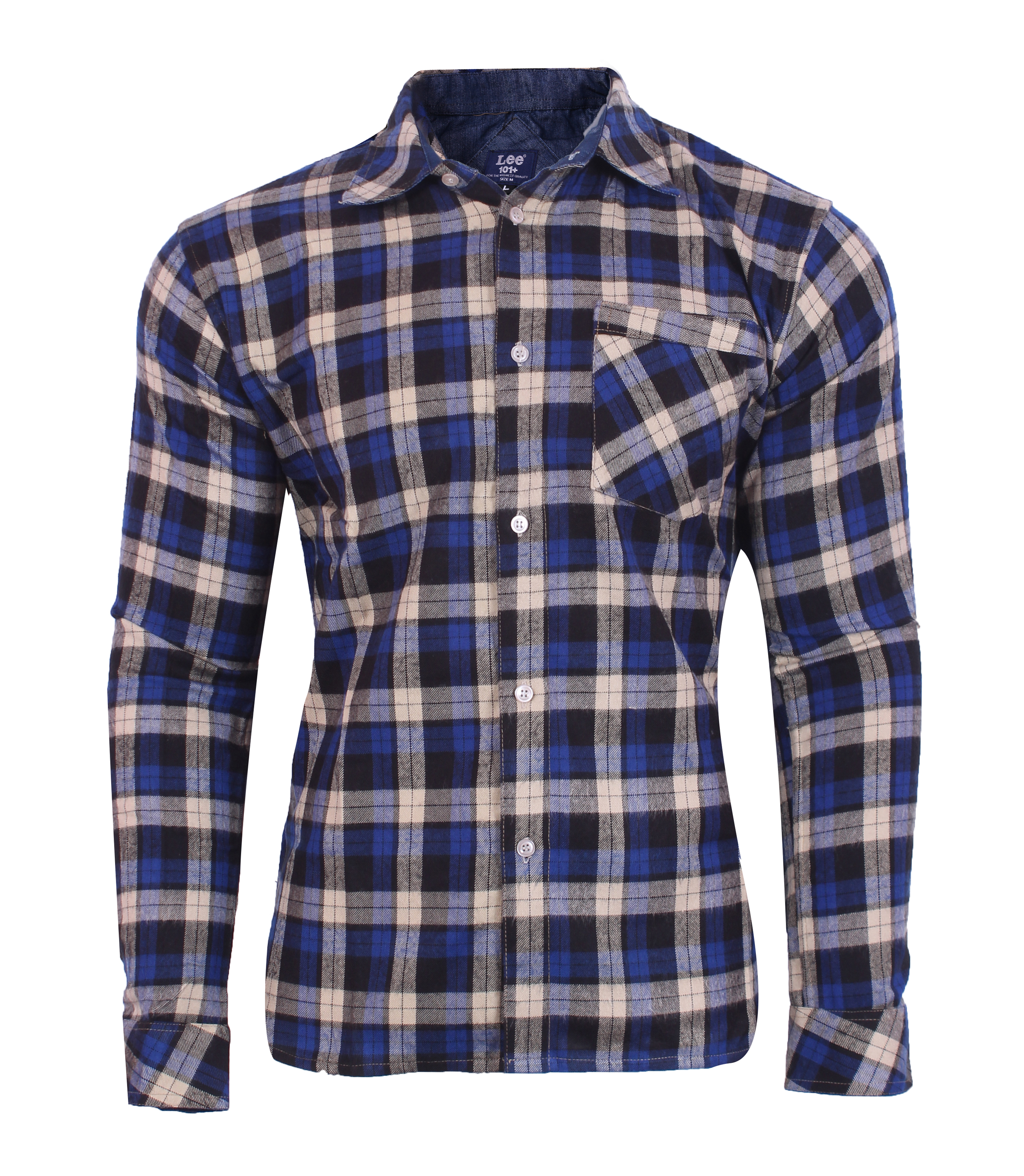 Men's woolen shirt with check pattern