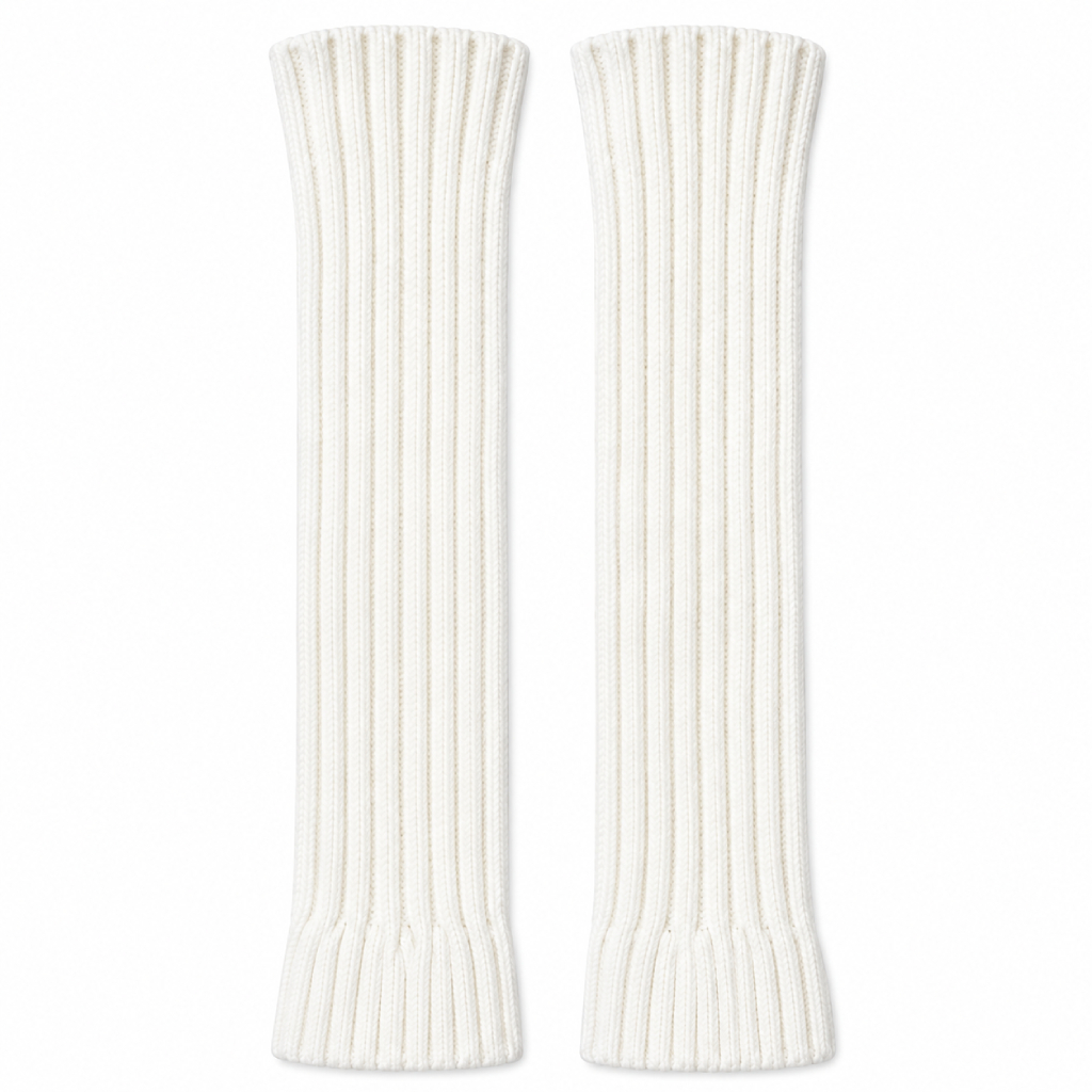 White Ribbed Knit Arm Warmers / Sleeve Warmers